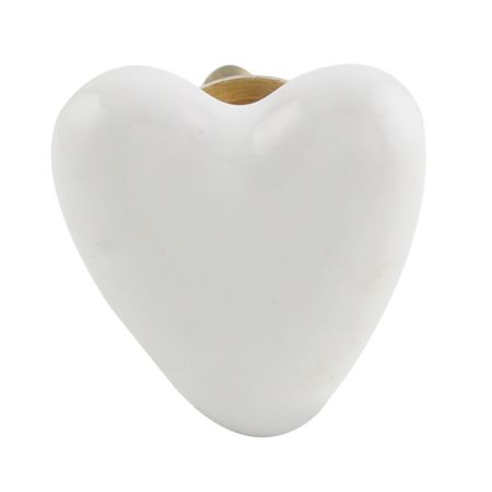 White Tiny Heart Ceramic Cabinet Knobs